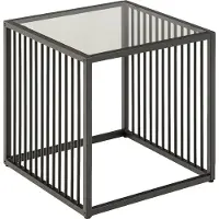 Home4You Strington Couchtisch Ecktisch 40x40x40cm Glas, grau.