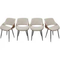 Signature - Set mit 4 Stühlen aus Nussbaum und Stoff L56 cm - MANNIX