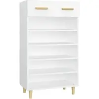 Helloshop26 - Schuhschrank Schuhaufbewahrung Möbel für Eingangsbereich/Flur/Wohnzimmer 60 x 35 x 105 cm weißes Holzwerkstoff 02_0021485