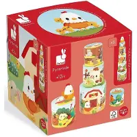 Janod Bauernhof - Stapelturm Huhn - Lernspielzeug für Kinder