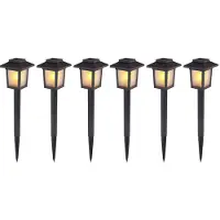 Globo 6er Set LED Solarlampen, Laternen Design, Feuereffekt, H 37 cm
