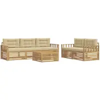 Syfax Outdoor-Sofagarnitur 6 pcs Weiß und Beige