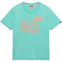 Superdry für Damen. W1011746A Roadside Trade Entspanntes T-shirt türkis (XXS), Lässig, Baumwolle, Kurzarm