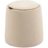 STILVORA Runder Fußhocker Polyester Beige mit Stauraum und Wendedeckel Ø44x47,5 cm
