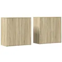 Helloshop26 - Buffet Sideboard Kommode Kleiderschrank Aufbewahrungsmöbel Organizer Küche Wohnzimmer Lounge 2er-Set Sonoma 79 x 38 x 02_0036824