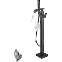 OEM Badewannen-Duscharmatur, bodenmontiert, mit zwei Griffen, Matte Schwarze B
