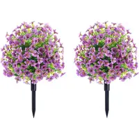 StarTech.com Künstlicher Buchsbaum - Kugelbaum mit Erdspieß - 2er-Set - Außenbereich - Kunststoff - Für Veranda & Garten - Milchweiß