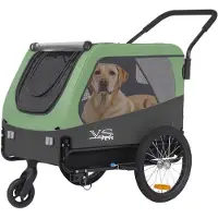 Tiggo VS Pets L Hundeanhänger & Jogger 2-in-1 Hundebuggy, Fahrradanhänger Klappbar,groß ca. 250 Liter Volumen, für Hunde bis 35kg