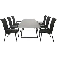 Freital Handels GmbH Garnitur 7-teilig 307 x 106,5 x 227 cm Aluminium Glas Kunstgewebe Anthrazit