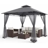 Sekey Pavillon 3x3 m mit Moskitonetz Doppeldach Wasserdicht Windfest