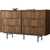 Mirjan 24 Sideboard Edison 6S, Stilvoll Wohnzimmer, Sideboard mit sechs Schubladen (Farbe: Nuss Warmia)