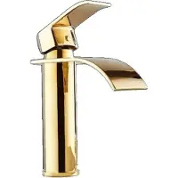 OEM Waschtischarmatur, Gold-Finish, Wasserfall-Design, gold kurz