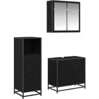 vidaXL Badezimmermöbel-Set 3 stk. Schwarz Eichen-Optik 65 x 33 x 60 cm
