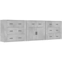 Helloshop26 - Buffet Sideboard Kommode Kleiderschrank Aufbewahrungsmöbel Organizer für Küche Wohnzimmer Lounge 3-teilig 02_0037124