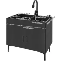 OEM Küchenspüle, Doppelbecken, Ausziehbarer Wasserhahn, schwarz