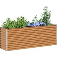 vidaXL Hochbeet Hellbraun 195 x 50 x 68 cm Verzinkter Stahl