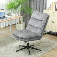 SUGIFT Bürostuhl ohne Armlehne, drehbarer Schreibtischstuhl, Chenille-Polsterstuhl, Grau | 63,5 cm Sitzbreite | Sitzhöhe 48–54 cm | höhenverstellbar