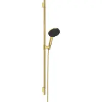 Hansgrohe Raindance Alive Select S Brauseset 125 3-jet EcoSmart mit Brausestange Unica S PURO 90cm, 24603990, Farbe: Polished Gold Optic
