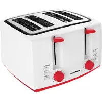Heinner Panfette 1300 HTP-1300WHR Toaster, 1100 W, 4-Scheiben-Kapazität, 7 Bräunungsstufen, Weiß/Rot