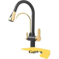 OEM Küchenarmatur, Doppelgriff, Chrom-Finish, Schwarz Gold