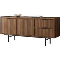 Mirjan 24 Sideboard Edison 2D2S, Stilvoll Wohnzimmer, Sideboard mit zwei Drehtüren und zwei Schubladen (Farbe: Nuss Warmia)