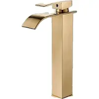 OEM Wasserfall Badezimmerwaschtischarmatur, Einhebel-Design, gebürstete goldene Oberfläche, Gebürstetes Gold-H
