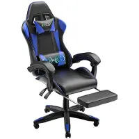 Zaisze Gaming Stuhl Schreibtischstuhl, Ergonomischer Bürostuhl mit Massagefunktion und Fußstütze, Bürostühle, PC Stuhl für Arbeit Entspannung, Blau