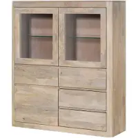 MASSIVMOEBEL24.DE MASSIVMOEBEL24 Highboard Mango 128x40x145 weiß lackiert TORONTO #303