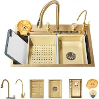 OEM Küchenspüle, Edelstahl, Einzelbecken, Spüle Set 68X45CM