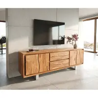 DELIFE - Fernsehtisch Live-Edge Akazie Natur 200 cm 2 SchÌbe 2 TÌren Lowboard, Maße: B200 x T45 x H66 cm