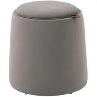 OKWISH Aufbewahrungs-Fußhocker Polyester Dunkelgrau Ø44 x 47,5 cm mit Wendedeckel und verstecktem Stauraum