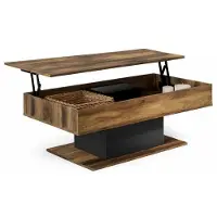 OEM Industrielle Wohnzimmertisch mit Klappbrett 110 cm – Dunkelholz Antikoptik mit Schwarz – Aufklappbarer Wohnzimmertisch mit Aufbewahrungsraum – Zweifachnutzbarer Industriestuhl