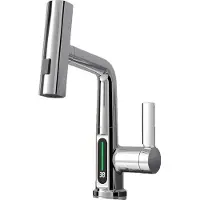 OEM Waschtischarmatur, LED-Licht, Ausziehbare Sprühdüse, Chrom