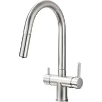 OEM Küchenarmatur, Dual-Handle, Ausziehbare Sprühfunktion, Bürstetes Nickel