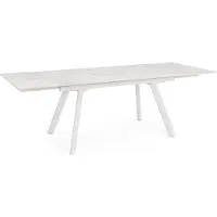 Natur24 Tisch Jarkko 190-240 x 90 x 75 cm Stahl Weiß