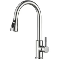 AICA Wasserhahn Silber Zwei Wasserauslassmodi Küche Mischbatterie Ausziehbar 360° Drehbar Einhand-Spültischarmatur Bad Küchenarmatur