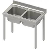 Stalgast Spültisch ECO ohne Grundboden 1000x600x850 mm, mit zwei Becken und Aufkantung, Selbstmontage