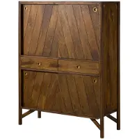 MASSIVMOEBEL24.DE MASSIVMOEBEL24 Highboard Mango 115x45x150 braun geölt / Griff gold LOS ANGELES #14