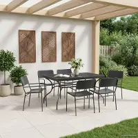vidaXL Möbel Ausziehbarer Mesh Esstisch Anthrazit 212 x 90 x 76 cm Stahl - Gartentische &53458