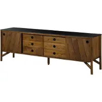 MASSIVMOEBEL24.DE MASSIVMOEBEL24 Sideboard Mango 200x45x65 braun geölt / dunkler Granit LOS ANGELES #113