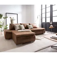 DELIFE Ecksofa Abilene 260x175 cm Braun Ottomane variabel mit Schlaffunktion