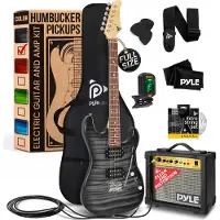 Pyle E Gitarre Set – Electric Guitar Set mit Verstärker 10 Watt – Gitarre 4/4 aus Holz Massiv für Kinder & Erwachsene inkl. Tasche, Kabel, Stimmgerät