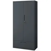 DELUKE JAN NOWAK Metallschrank mit Einzel-Schublade MEGAN 195x90x40cm Anthrazit Büroschrank Aktenschrank Stahlschrank Werkstattschrank