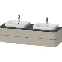 Duravit Happy D.2 Plus Konsolenwaschtischunterbau wandhängend, 1600x550 mm, 4 Schubkästen, für 2 Aufsatzbecken, HP4974B6060, Farbe: Taupe Seidenmatt Lack