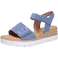 Gabor Keilsandalette "GENUA", Damen, Gr. 39, blau (jeansblau), Ziegenveloursleder, unifarben, Schuhe Keilsandalette, Riemchensandale, Komfortschuh, Schmuckelement, G-Weite