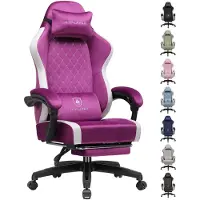 GTPLAYER Gaming Stuhl Ergonomischer, PC Stuhl Atmungsaktiver Stoff, Groß und Hoch Drehbarer Schreibtischstuhl mit Fußstütze, Lila