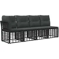 vidaXL Outdoor-Sofagarnitur 6 stk. Schwarz und Dunkelgrau Polyester