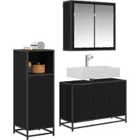 vidaXL Badezimmermöbel-Set 3 stk. Schwarz Eichen-Optik 90 x 33 x 60 cm