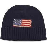 Ralph Lauren Unisex. 323980672001 Mütze aus gekämmter Baumwolle mit marinefarbener Flagge (S/M), Lässig