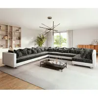 DELIFE Wohnlandschaft Clovis XXL Weiss Schwarz Ottomane Links
